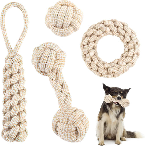 Hundeseil-Spielzeug im 4er-Set – Beige