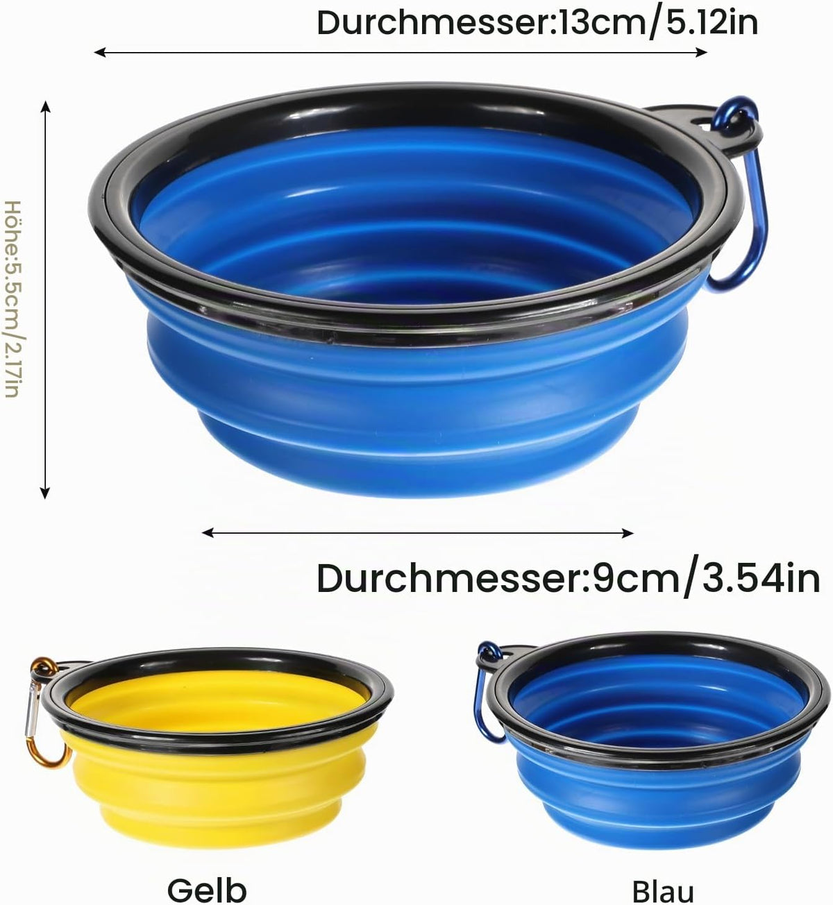 Faltbare Reisenäpfe im 2er-Set – je 350 ml